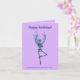 Dancing Blue Skeleton Humorous Happy Birthday Kaart