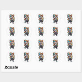 Dancing Boy met Robot Sidekick Cartoon Design Ronde Sticker (Vel)