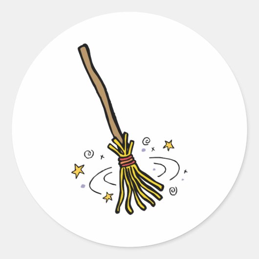 Dancing Broom Ronde Sticker (Voorkant)