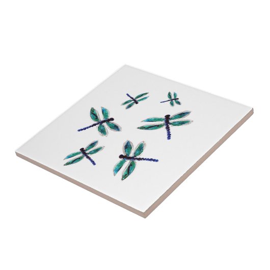 Dancing Bugs Turquoise Dragonfly Tegeltje (Zijkant)