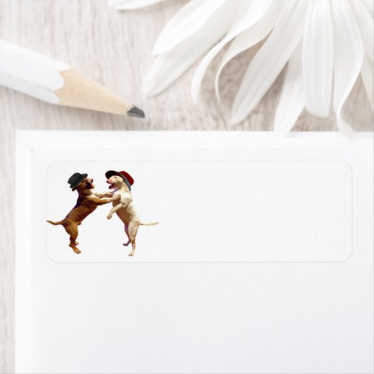 Dancing Bull Terrier retour adreslabel Etiket (Insitu)