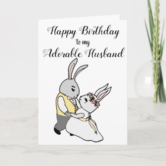 Dancing Bunnies Happy Birthday Wenskaart Kaart (Voorkant)