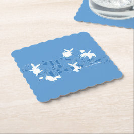 Dancing Bunnies Het is een jongen! Blauw Baby show Kartonnen Onderzetters