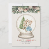 Dancing Bunnies Kerstboom Sneeuw Grobe Feestdagenkaart (Voorkant)