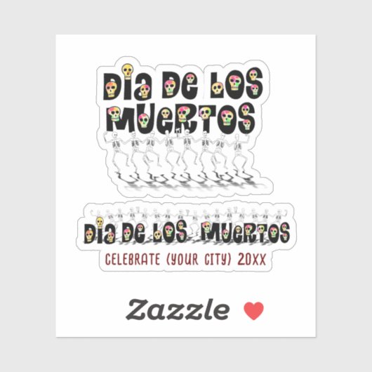 Dancing Calaveras Dia De Los Muertos Sticker (Vel)