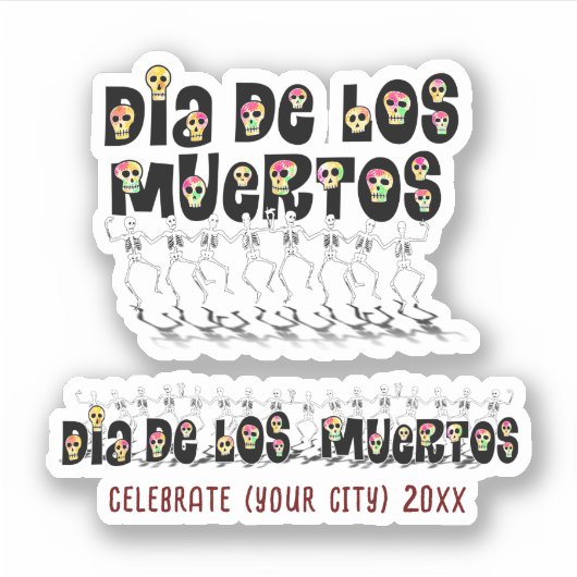 Dancing Calaveras Dia De Los Muertos Sticker (Voorkant)