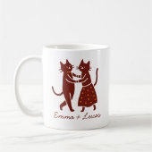 Dancing Cat Couple, Cute Wedding custom name Koffiemok (Links)