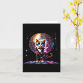 Dancing Cat Disco Ball Kitten Kat Lover Funny Pa Kaart (Gele Bloem)