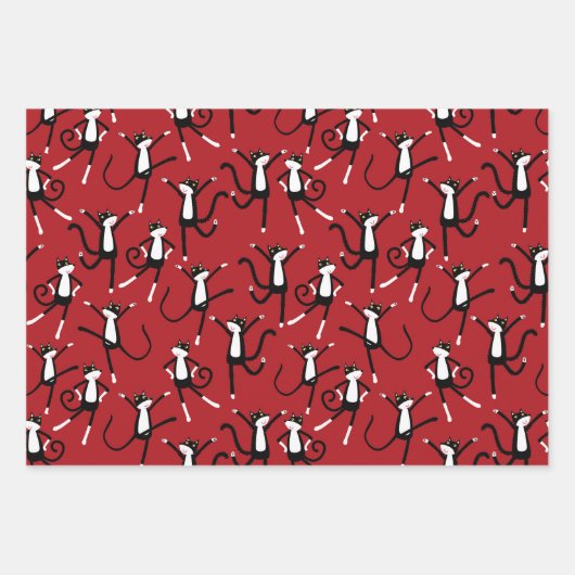 Dancing Cat Pattern Fun Inpakpapier Vel (Voorkant 2)