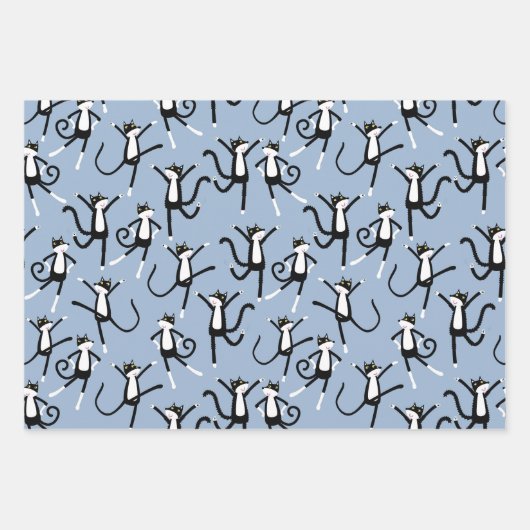 Dancing Cat Pattern Fun Inpakpapier Vel (Voorkant)