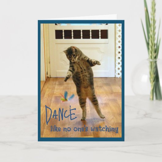Dancing Cat Verjaardag Bedankkaart (Voorkant)