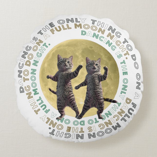 dancing cats-1 rond kussen (Voorkant)