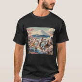 Dancing cats and Mt.Fuji T-shirt (Voorkant)