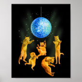 Dancing Cats Disco Ball Kitten Kat Lover Party A Poster (Voorkant)