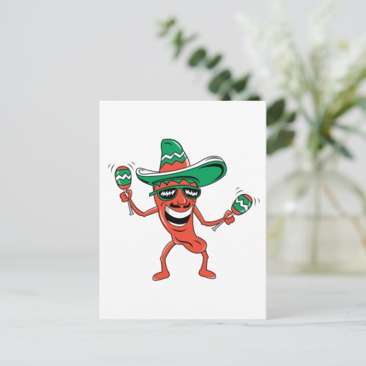 Dancing Chili Pepper Briefkaart (Staand voorkant)