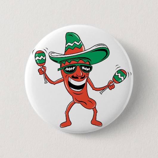 Dancing Chili Pepper Ronde Button 5,7 Cm (Voorkant)