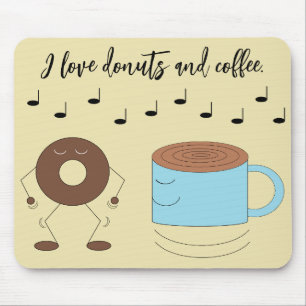 Dancing Chocolate Frosted Donut & Coffee Mok Muismat