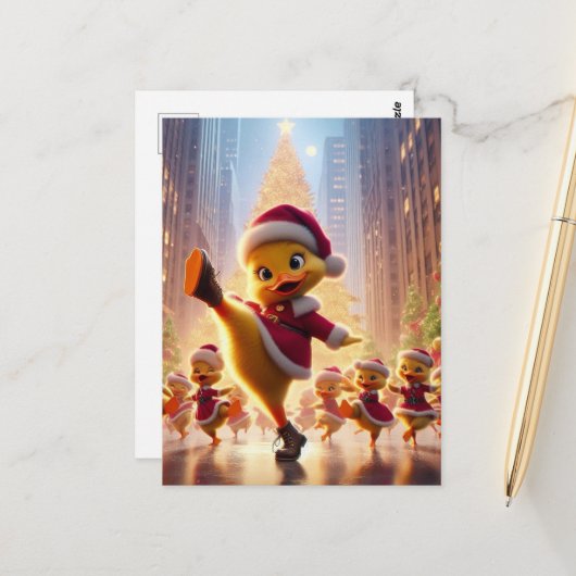 Dancing Christmas Ducks Briefkaart (Voorkant / Achterkant in situ)