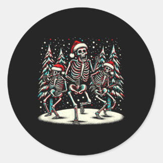 Dancing Christmas Skeletons - Vintage Halloween Co Ronde Sticker