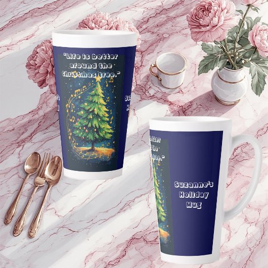 Dancing Christmas Tree Musical Notes Christmas Fun Latte Mok