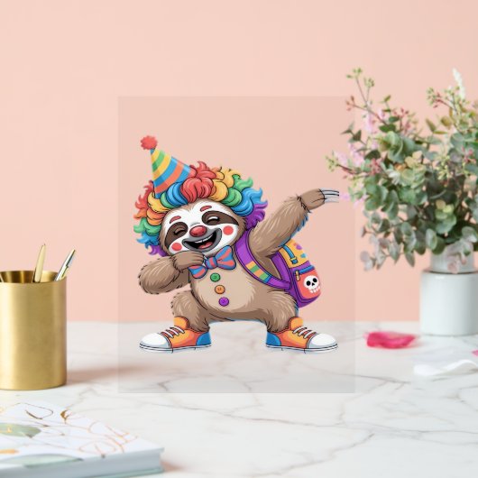 Dancing Clown Dabbing Spooky Halloween luiaards Ov Acryl Bord (Huwelijk)