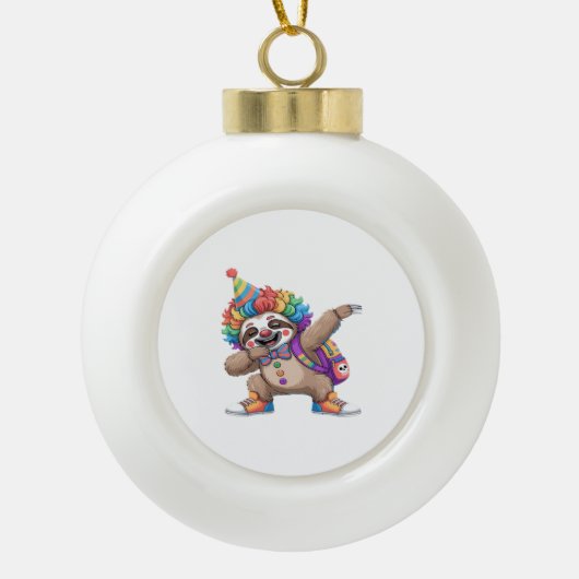 Dancing Clown Dabbing Spooky Halloween luiaards Ov Keramische Bal Ornament (Voorkant)