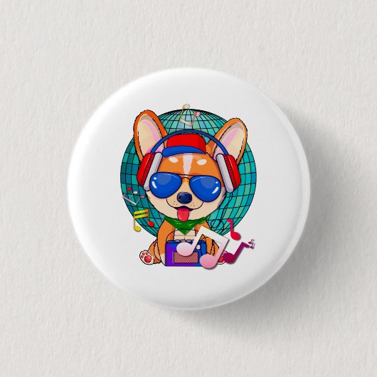 Dancing Corgi Kawaii Cute Ronde Button 3,2 Cm (Voorkant)