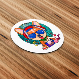 Dancing Corgi Kawaii Cute Ronde Sticker