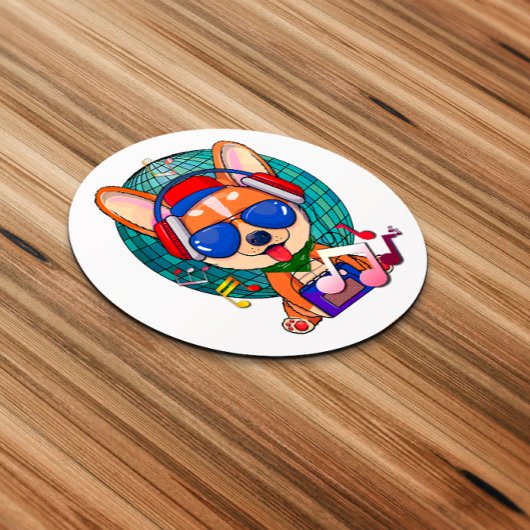 Dancing Corgi Kawaii Cute Ronde Sticker