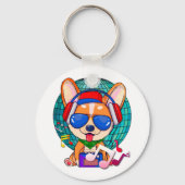 Dancing Corgi Kawaii Cute Sleutelhanger (Voorkant)