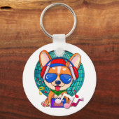 Dancing Corgi Kawaii Cute Sleutelhanger (Voorkant)