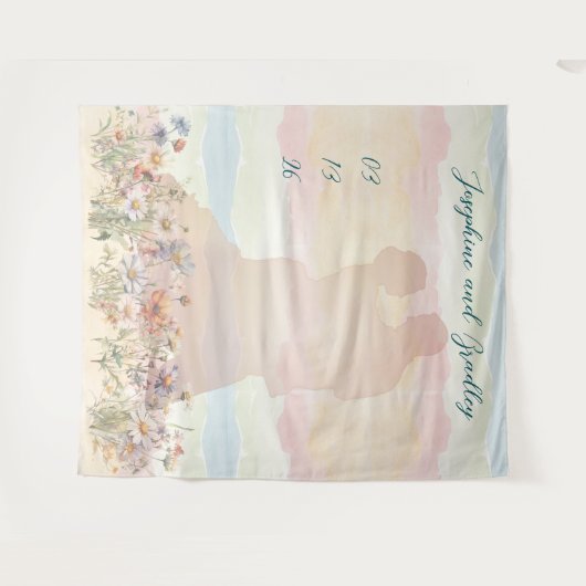 Dancing Couple Personalized Wedding Backdrop Wandkleed (Voorkant (horizontaal))