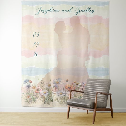 Dancing Couple Personalized Wedding Backdrop Wandkleed (In situ)