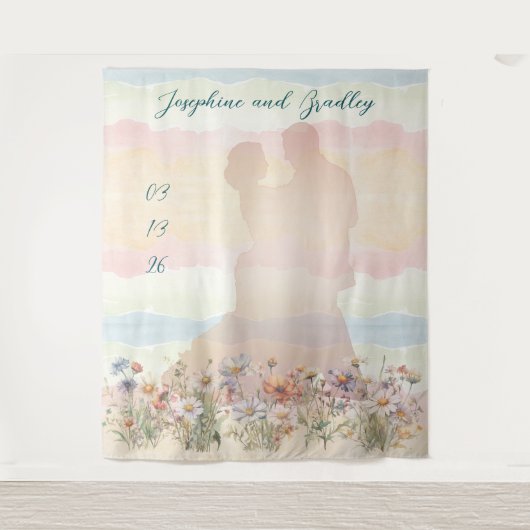 Dancing Couple Personalized Wedding Backdrop Wandkleed (Voorkant)