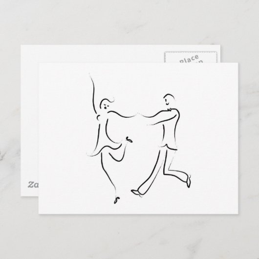 Dancing Couple Sketch Briefkaart (Voorkant / Achterkant)