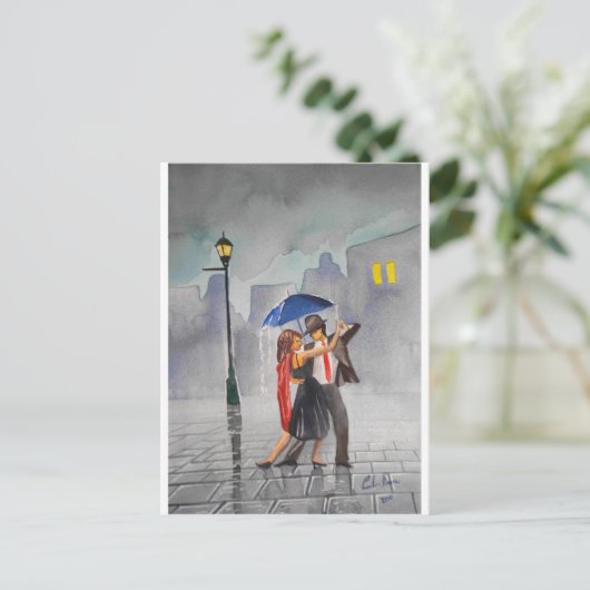 DANCING COUPLE UMBRELLA BRIEFKAART (Staand voorkant)
