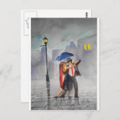 DANCING COUPLE UMBRELLA BRIEFKAART (Voorkant / Achterkant)