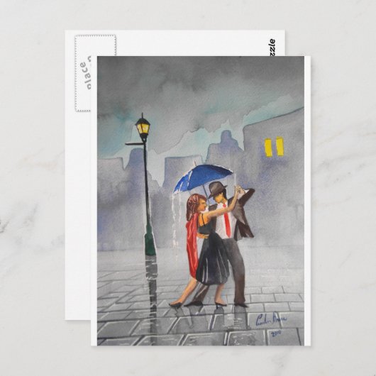 DANCING COUPLE UMBRELLA BRIEFKAART (Voorkant / Achterkant)