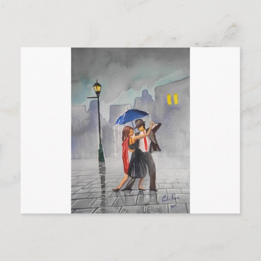 DANCING COUPLE UMBRELLA BRIEFKAART (Voorkant)
