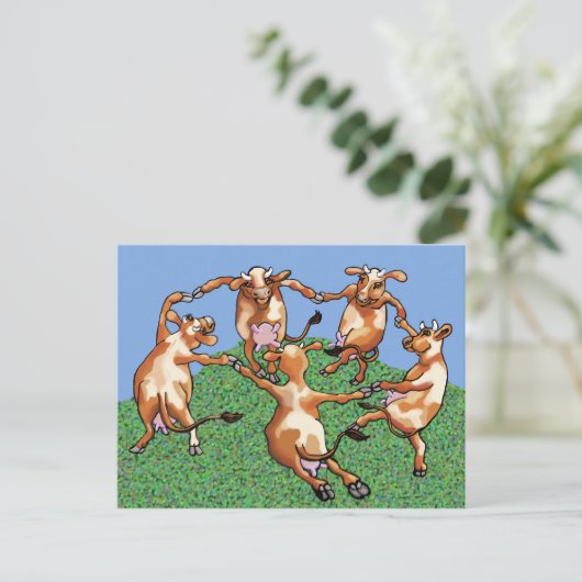 Dancing cows briefkaart (Staand voorkant)