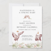 Dancing Cranes Spring Floral Baby shower Kaart (Voorkant)