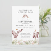 Dancing Cranes Spring Floral Baby shower Kaart (Staand voorkant)