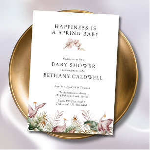 Dancing Cranes Spring Orchids Baby shower Kaart