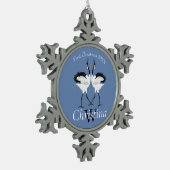 Dancing cranes tin sneeuwvlok ornament (Links)