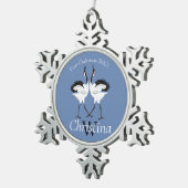 Dancing cranes tin sneeuwvlok ornament (Rechts)