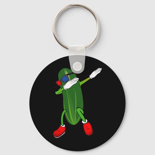 Dancing Cucumber Pickle Lover Schattige Funny Sleutelhanger (Voorkant)