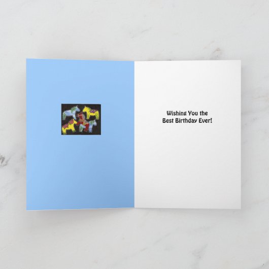 Dancing Dala Horses Birthday Kaart (Binnen)