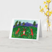 Dancing Deer Notecard Kaart (Gele Bloem)