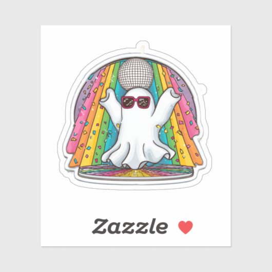 Dancing Disco Ghost Sticker – Kleurrijke Cartoon G (Vel)