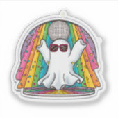 Dancing Disco Ghost Sticker – Kleurrijke Cartoon G (Voorkant)